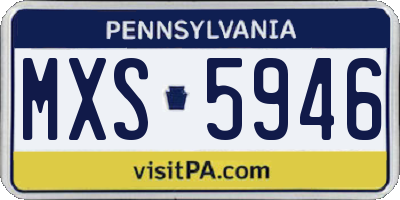 PA license plate MXS5946