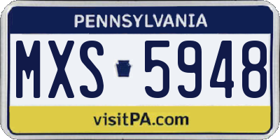 PA license plate MXS5948