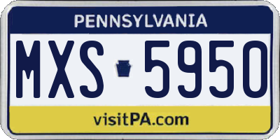 PA license plate MXS5950