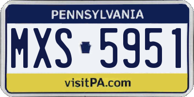 PA license plate MXS5951