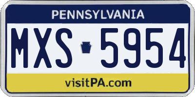 PA license plate MXS5954