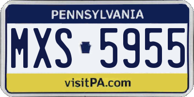 PA license plate MXS5955