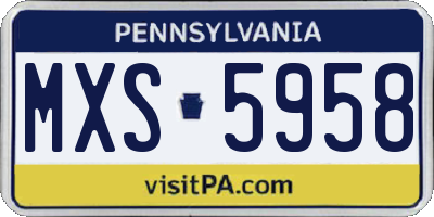 PA license plate MXS5958