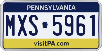 PA license plate MXS5961