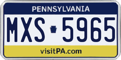 PA license plate MXS5965