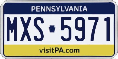 PA license plate MXS5971