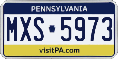 PA license plate MXS5973