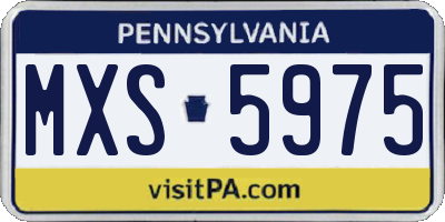 PA license plate MXS5975