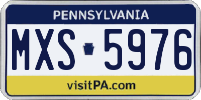 PA license plate MXS5976