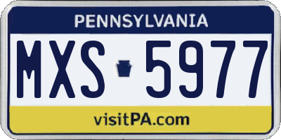 PA license plate MXS5977