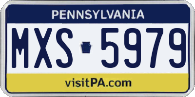 PA license plate MXS5979