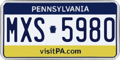 PA license plate MXS5980