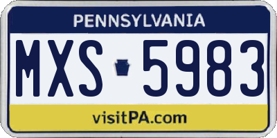 PA license plate MXS5983