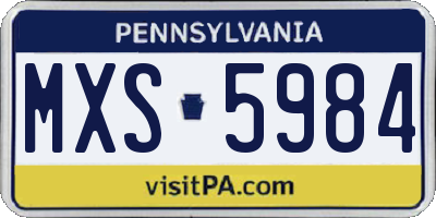 PA license plate MXS5984