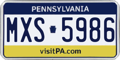 PA license plate MXS5986