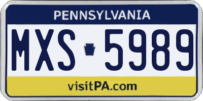 PA license plate MXS5989