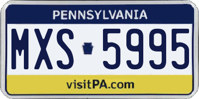 PA license plate MXS5995