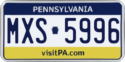 PA license plate MXS5996