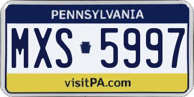 PA license plate MXS5997