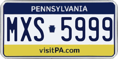 PA license plate MXS5999