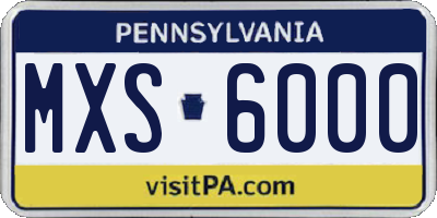PA license plate MXS6000