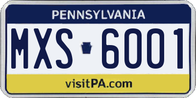 PA license plate MXS6001