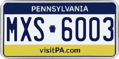 PA license plate MXS6003
