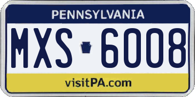 PA license plate MXS6008