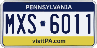 PA license plate MXS6011