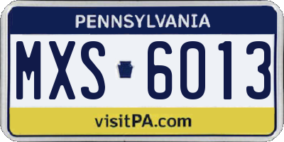PA license plate MXS6013