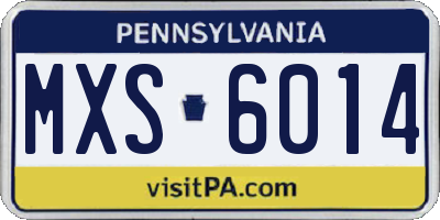PA license plate MXS6014