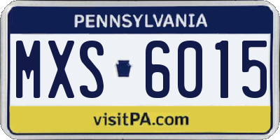 PA license plate MXS6015