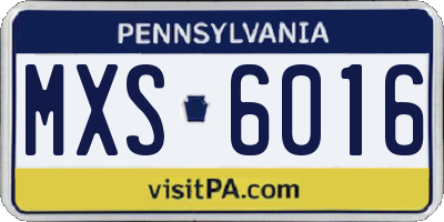 PA license plate MXS6016