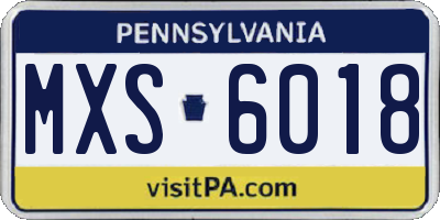 PA license plate MXS6018