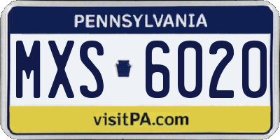 PA license plate MXS6020