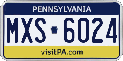 PA license plate MXS6024