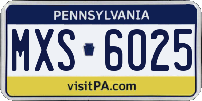 PA license plate MXS6025
