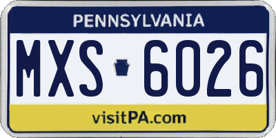PA license plate MXS6026