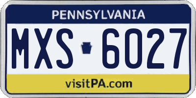 PA license plate MXS6027
