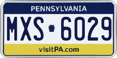 PA license plate MXS6029