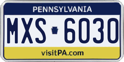 PA license plate MXS6030