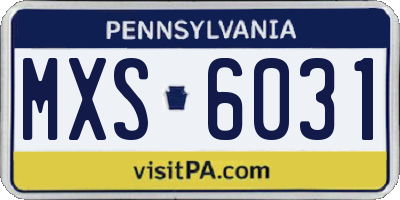 PA license plate MXS6031