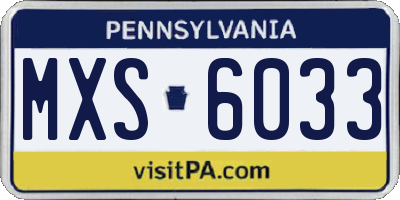 PA license plate MXS6033