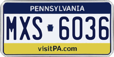PA license plate MXS6036