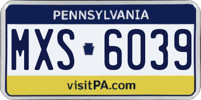 PA license plate MXS6039