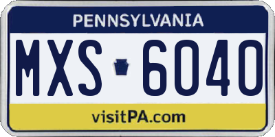 PA license plate MXS6040