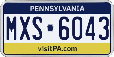 PA license plate MXS6043