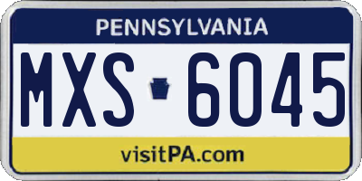 PA license plate MXS6045