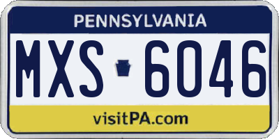 PA license plate MXS6046