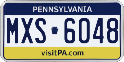 PA license plate MXS6048